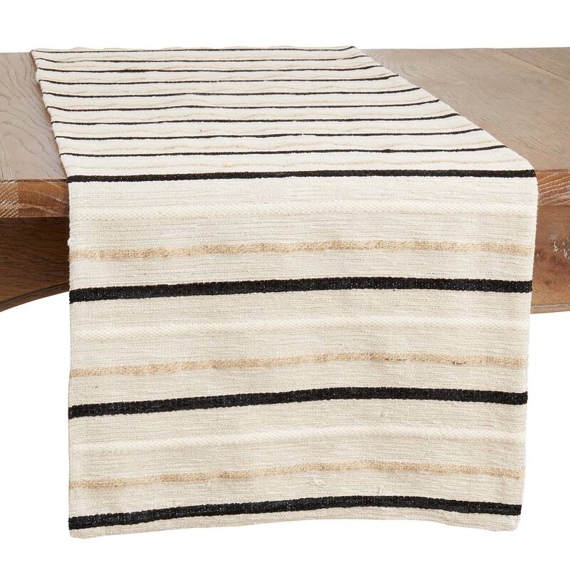 Cotton Table Runner With Striped Design - 16"x72"