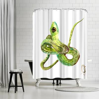 Americanflat 71" x 74" Shower Curtain, Florida Rough Green Snake by Suren Nersisyan