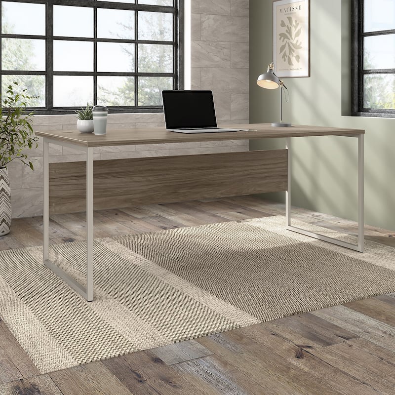 Hybrid 72W x 36D Computer Table Desk by Bush Business Furniture - Modern Hickory