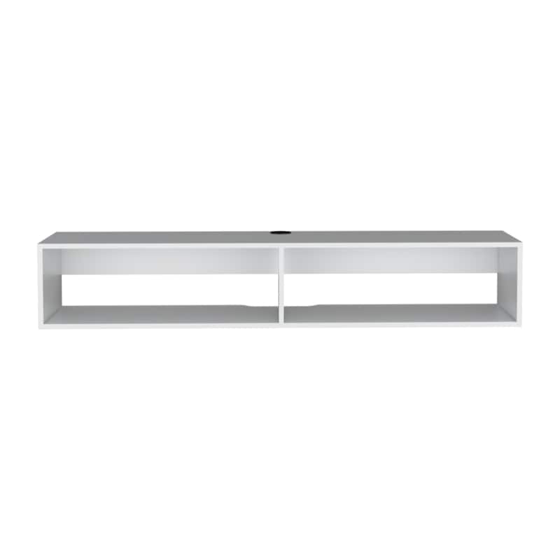 Modern TV Console Wall Mounted 59" Floating Media Stand with Shelves and Cable Management - 10.4”H x 59.1”W x 12.6”D