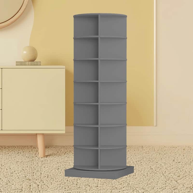 Rotatable Shoe Organizer Rack Cabinet with 7 Layers and 28-Pair Capacity, Compact Design for Entryway, Hallway Shoe Storage - Grey