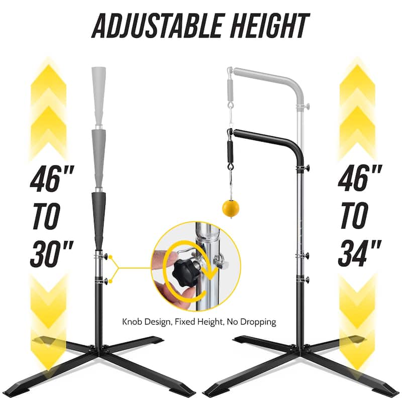 2-in-1Heavy Duty Baseball Tee for Batting & Hanging with Adjustable Height 30"-46"