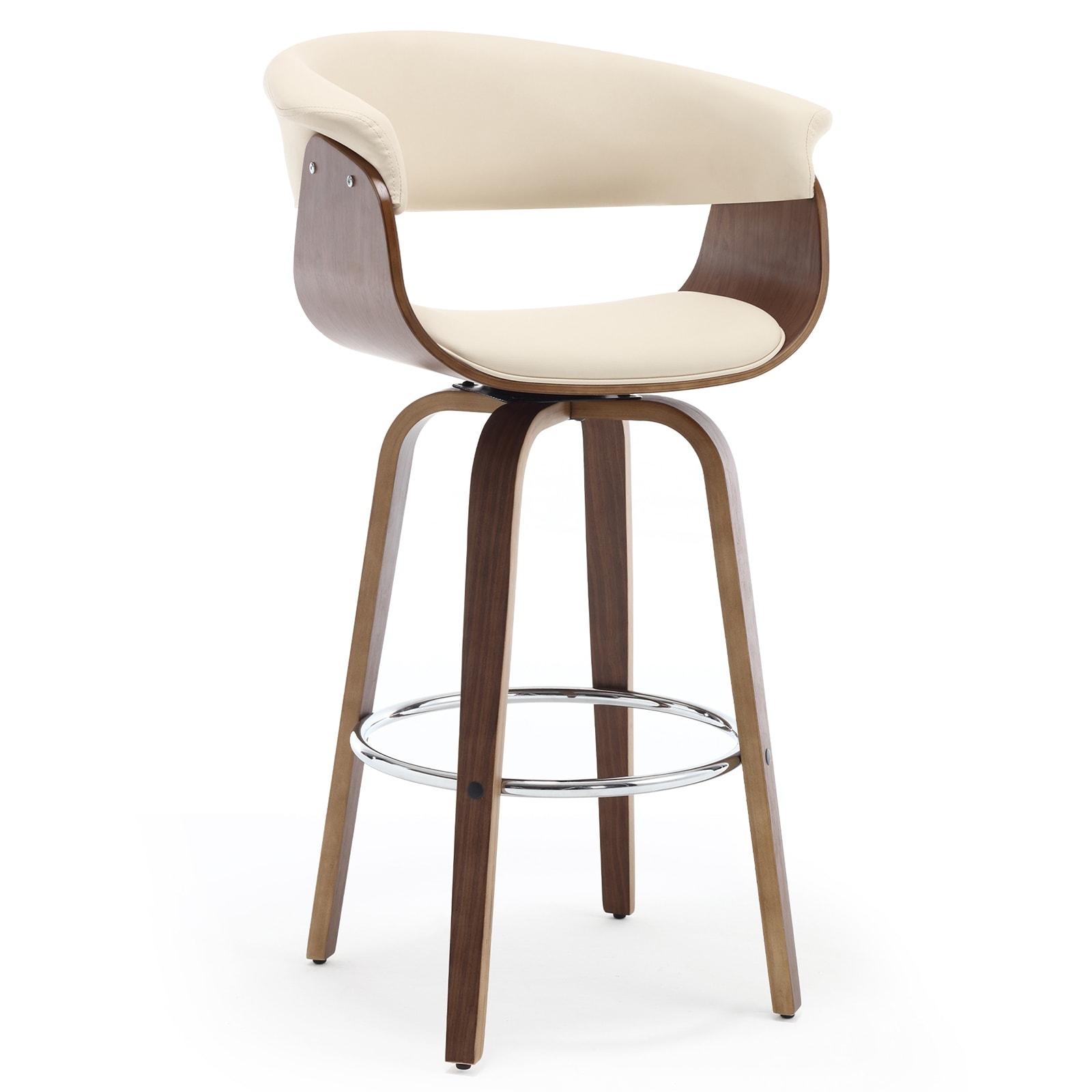 26"/29" Faux Leather Swivel Bar Stools, Wood Counter Stool