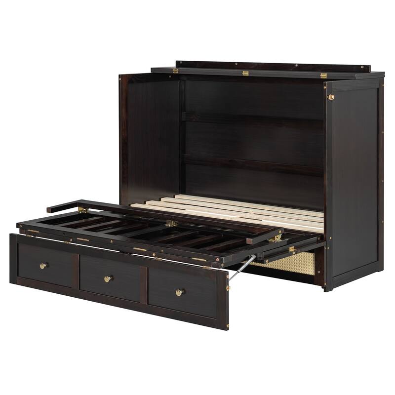 Full Size Murphy Bed with Large Storage Drawers and Space Saving Design