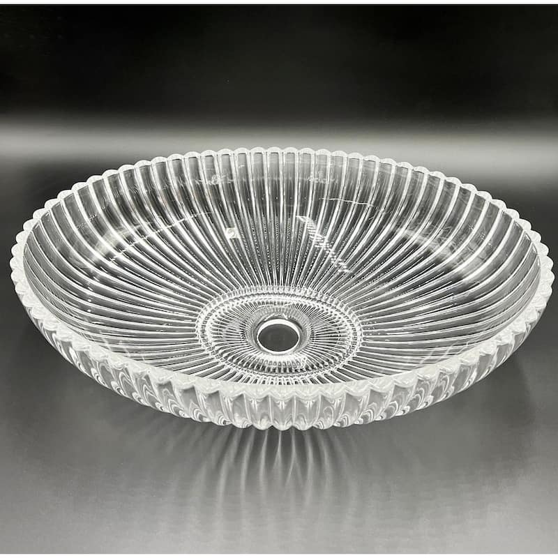 Lucine 21" Oval Decorative Crystal Vessel Sinks With White Base