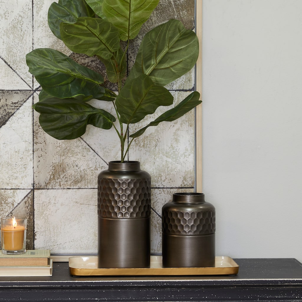 Black Metal Decorative Vase (Set of 2)