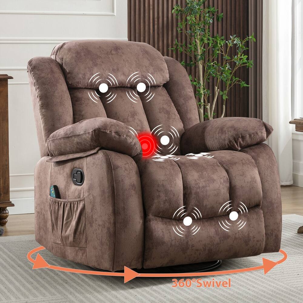 360° Rotatable Swing Manual Massage Rocker Recliner With Heat And Vibration
