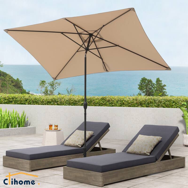 Clihome 10' x 6'5 Aluminum Rectangular Market Umbrella