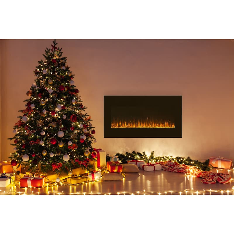 Northwest Wall-mounted LED Electric Fireplace w/ Remote - 42-Inch - Black
