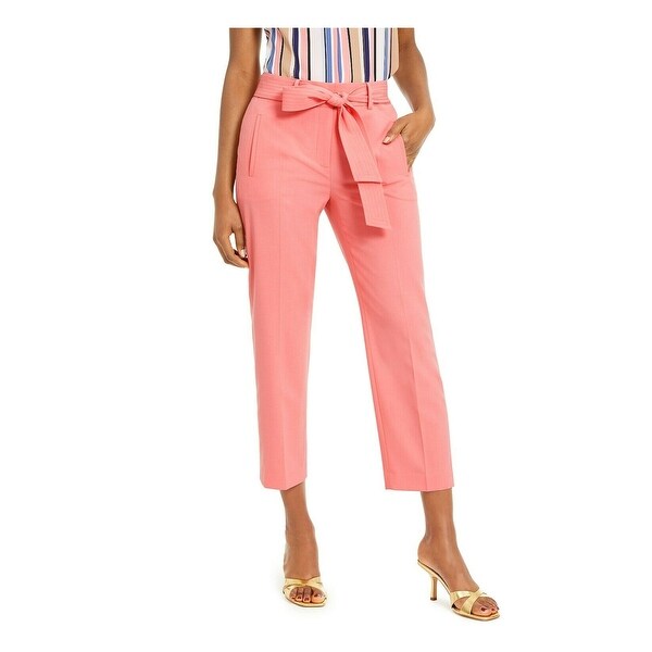 BAR III Womens Coral Belted Straight leg Pants Size 14. Opens flyout.