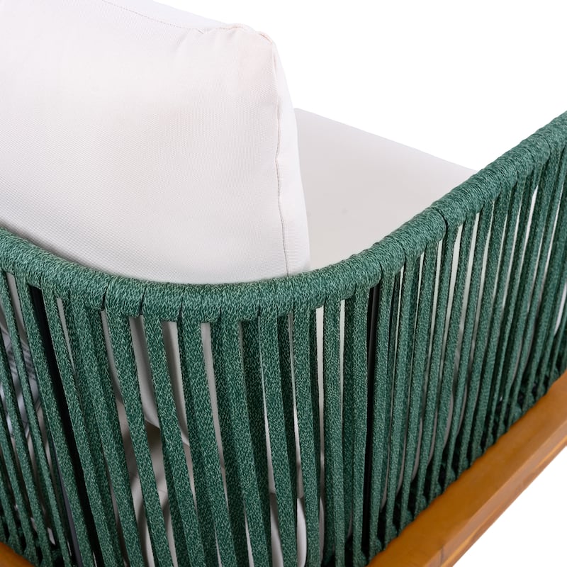 Christopher Knight Home - Evelyn Patio Outdoor Acacia Wood Rope Sofa Set