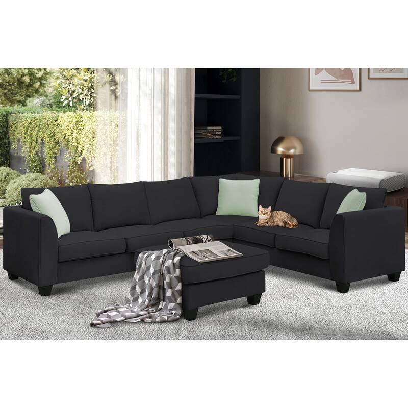 Modern Sectional Sofa with Ottoman, Modular, Spacious