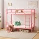 preview thumbnail 3 of 28, Twin Over Twin Bunk Bed For Kids Teens Adults, Heavy Duty Metal Bunk Bed With Ladder
