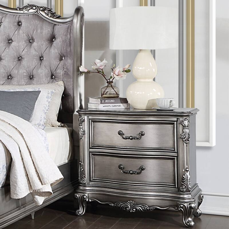 Wooden Nightstand with 2 Drawers
