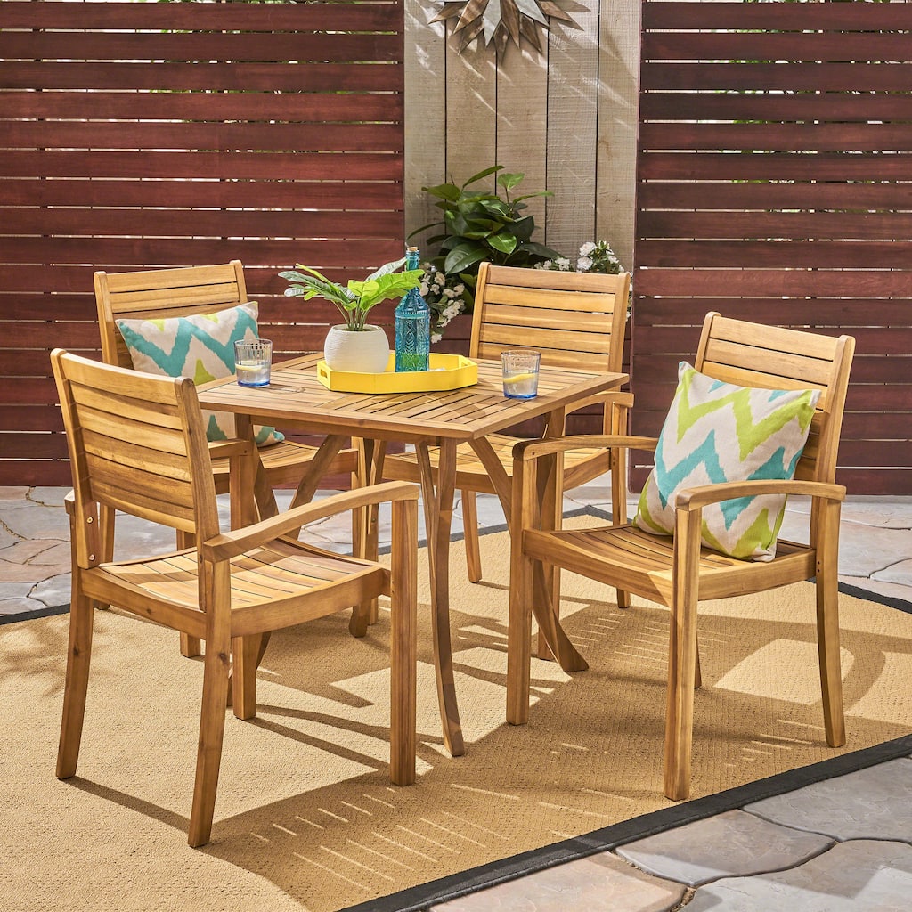 York Acacia Wood Outdoor 5-piece Square Dining Set by Christopher Knight Home