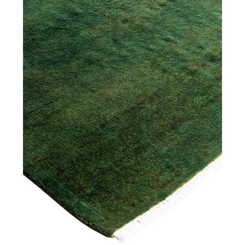 Overdyed One-of-a-Kind Hand-Knotted Runner Rug - Green - 2' 9" x 4' 3"