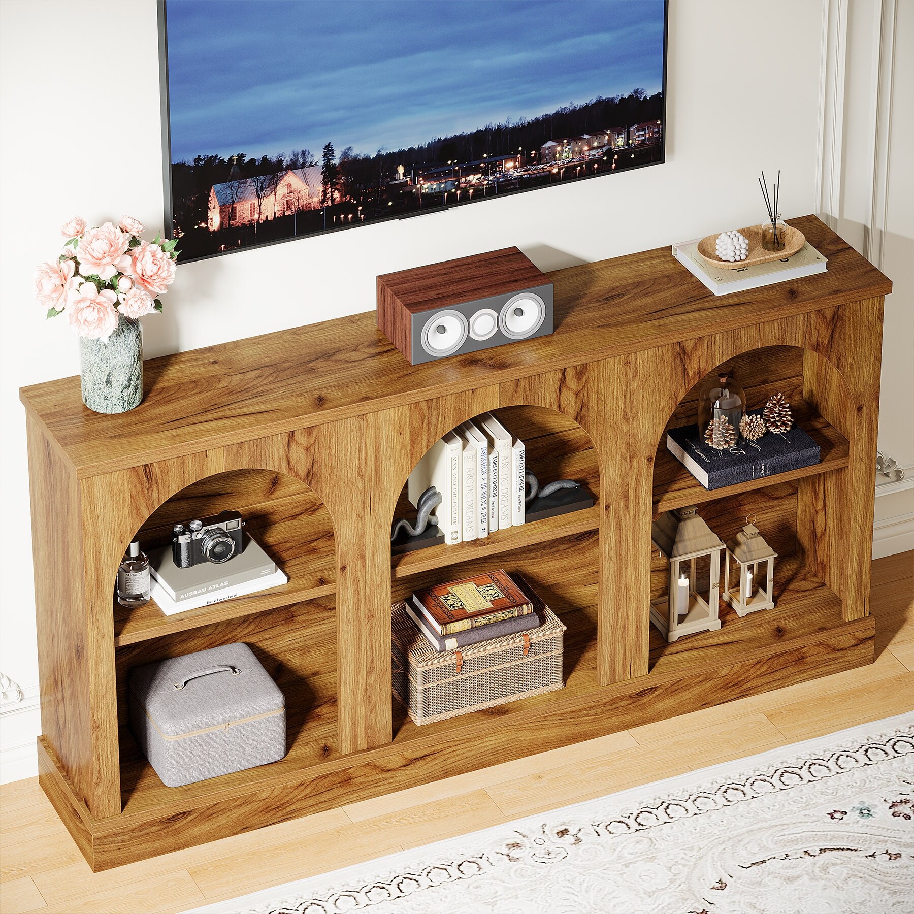TV Stand for 55/60/65 Inch TV, Farmhouse Country Entertainment