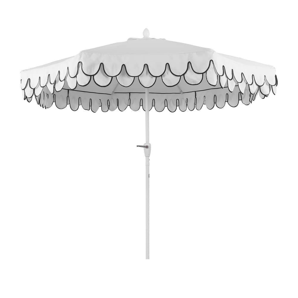 JONATHAN Y 9ft Fringe Patio Umbrella Auto-Tilt, Crank