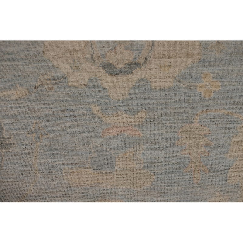 Blue Oushak Turkish Large Area Rug Hand-Knotted Wool Carpet - 12'1"x 14'9"