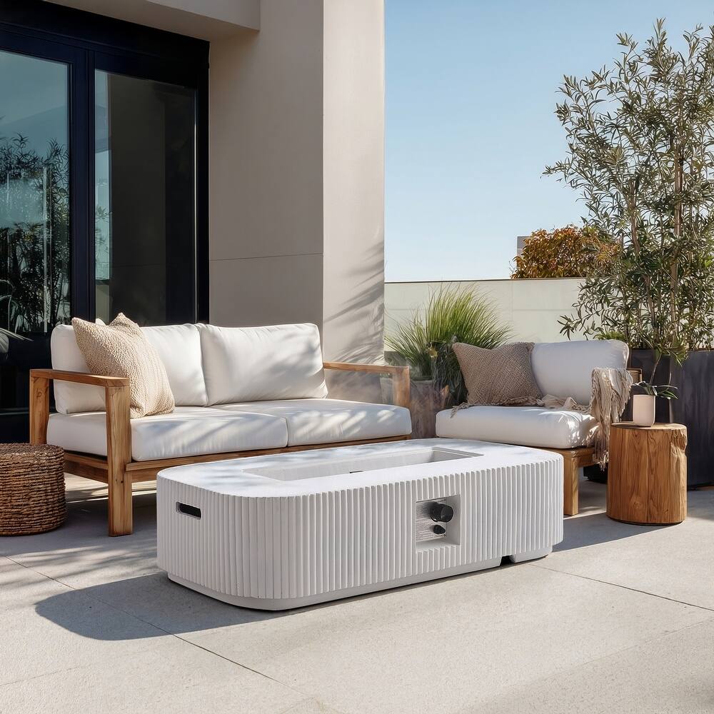 Christopher Knight Home - Lecce Outdoor 48.2" Rectangular MGO Fire Pit Table with 50,000 BTU Burner