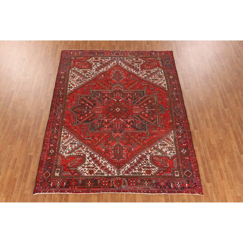 Hand Knotted Oriental 100% Wool Carpet Traditional Medallion Red Heriz Area Rug - 11' 3'' X 8' 5''