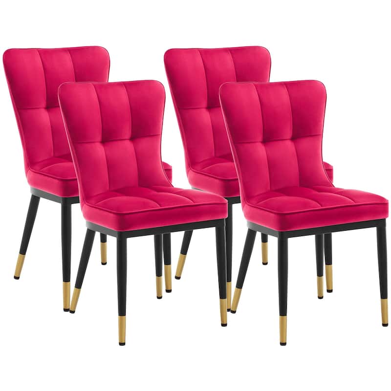 Velvet Upholstered Dining Chairs with Metal Legs, Set of 2/4 - 35.8"H x 18.9"W x 23.2"D