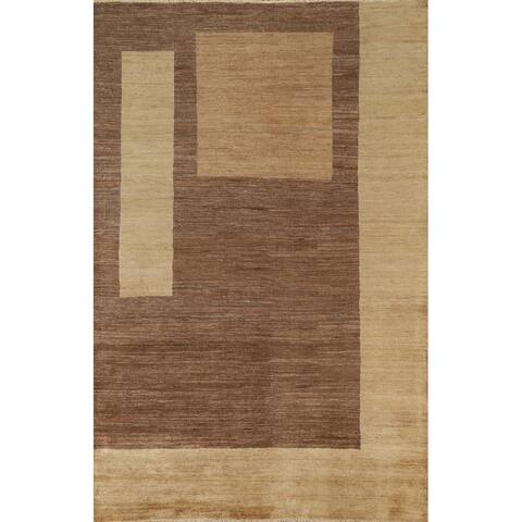 Brown Modern Gabbeh Oriental Area Rug Handmade Wool Carpet - 5'9" x 7'10"