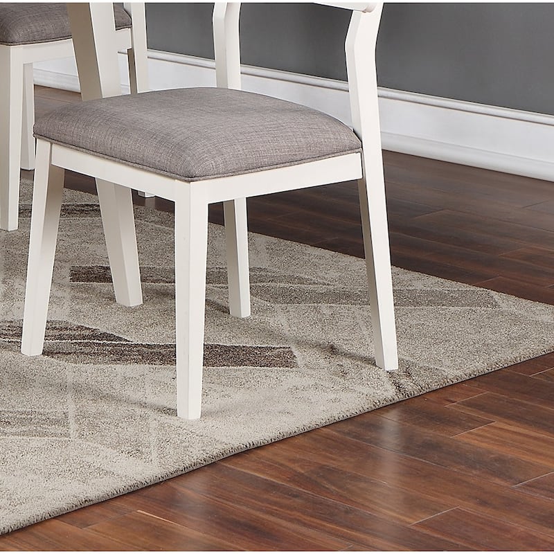 Unique Set of 2 Side Chairs White And Grey Kitchen Dining Room Furniture Ladder back Design Chairs Cushion Upholstered
