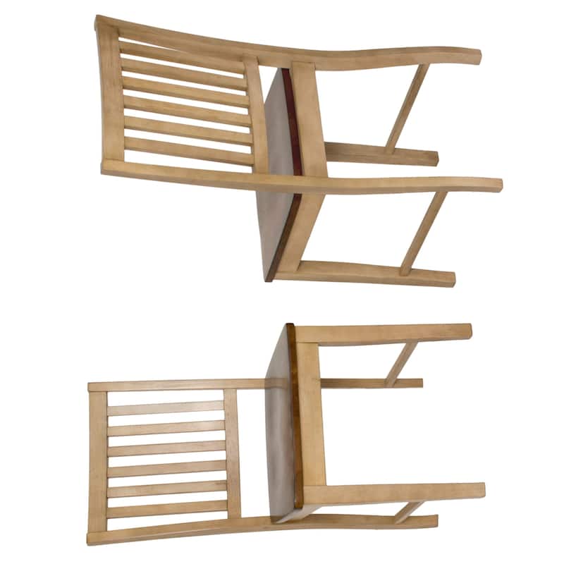 Distressed Wooden Side Chairs - 36" - Light Cream and Brown - Set of 2