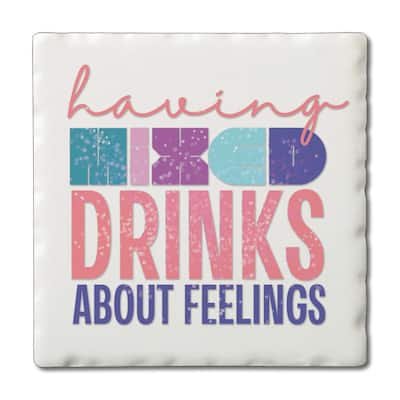 Mixed 4 Pack Absorbent Stone Coasters with Cork Backing 4" Square Made in The USA Absorbent Wipes Clean