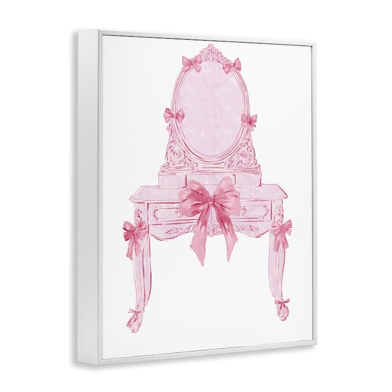 Stupell Lovely Pink Vanity with Bows Framed Giclee Art Design By Ziwei Li