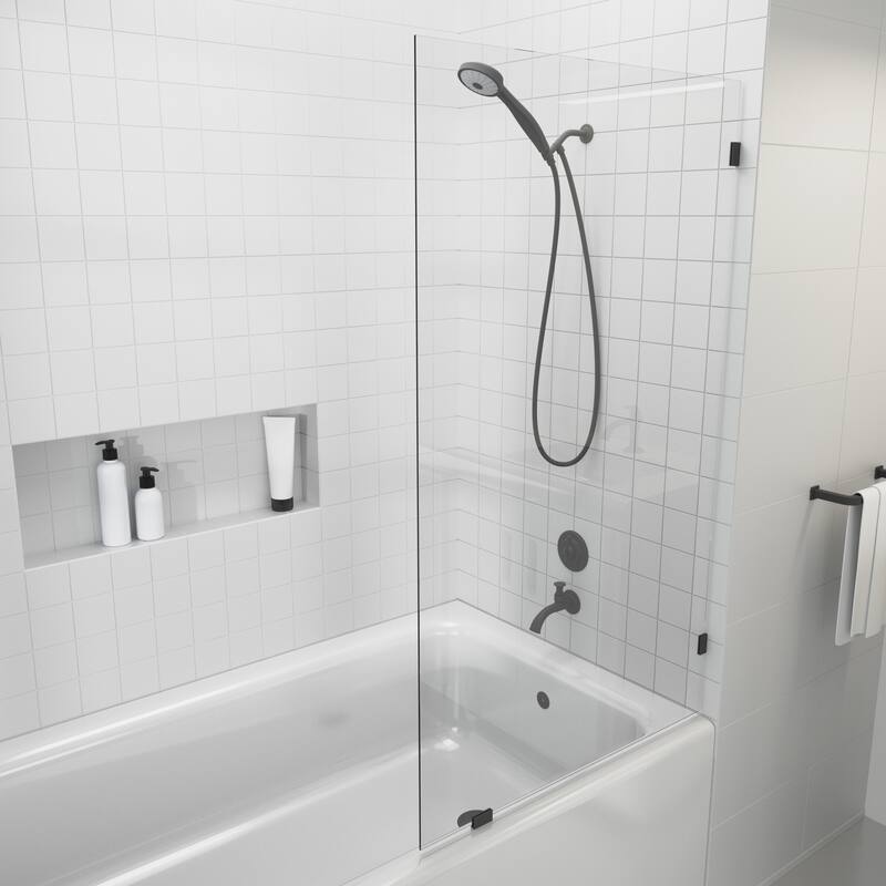 Glass Warehouse 58.25" x 22.5" Frameless Shower Bath Fixed Panel