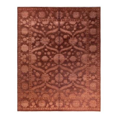Ikat One-of-a-Kind Handmade Area Rug - Brown, 8' 2" x 10' 2" - 8' 2" x 10' 2"