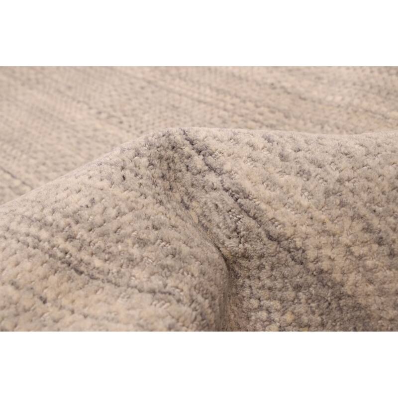 ECARPETGALLERY Hand Loomed Loreto Light Grey Wool Rug - 5'6 x 7'10