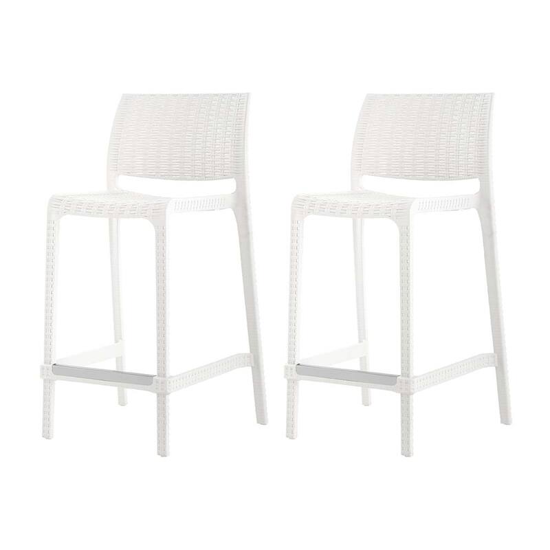 Rue Resin Stackable Counter Stools, Set of 2 - White