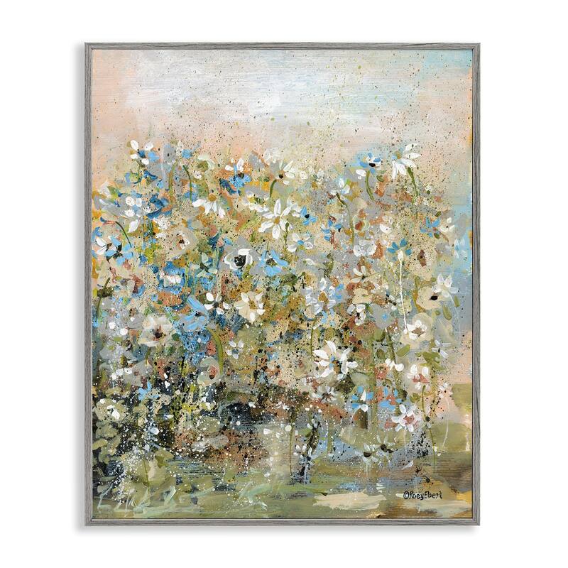 Stupell Speckled Garden Flowers Framed Giclee Art Design By Roy Ebert - 16 x 20 - Grey