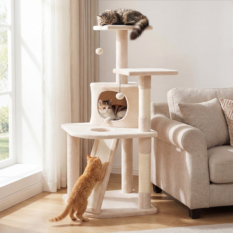 Gymax Cat Tree Multi-Level Cat Tower w/ Top Perches & Cozy Condo
