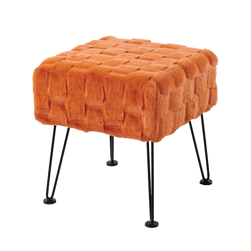 Home Soft Things Brick FauxFur Stool Soft Ottoman Furry Padded Seat