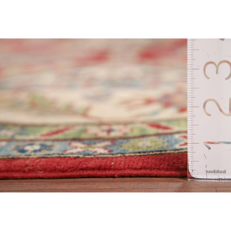 Hand Knotted Oriental 100% Wool Carpet Traditional Geometric Red Kazak Area Rug - 10' 0'' X 7' 11''