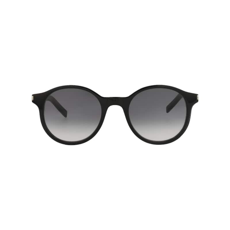 Saint Laurent Round-Frame Acetate Sunglasses - Black Black Grey - Black - Grey Lens