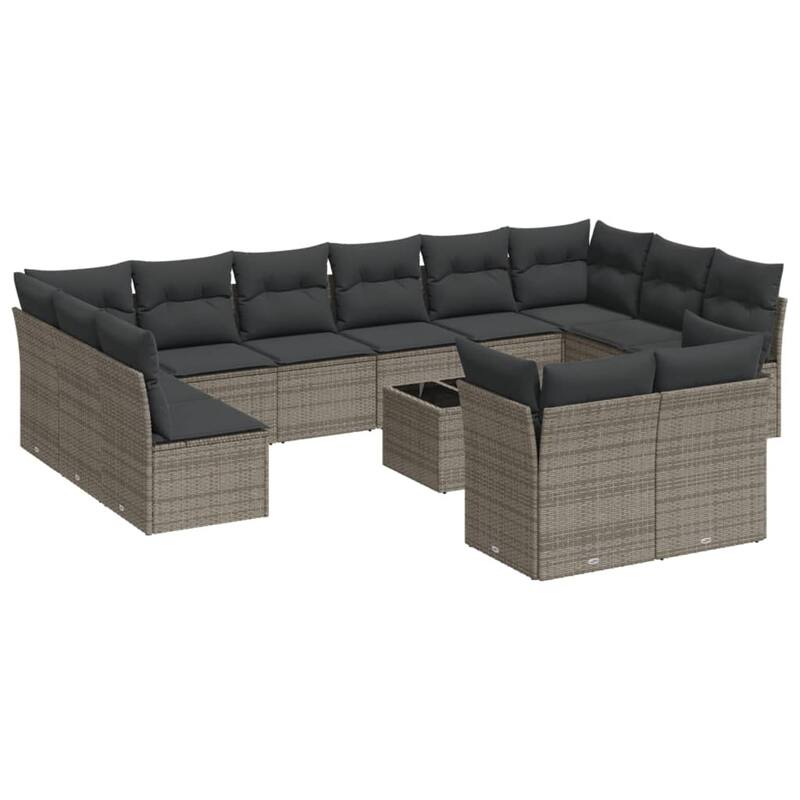 vidaXL Patio Sofa Set Grey PE rattan, tempered glass, powder-coated steel - 8.5 x 8.5 x 5.7
