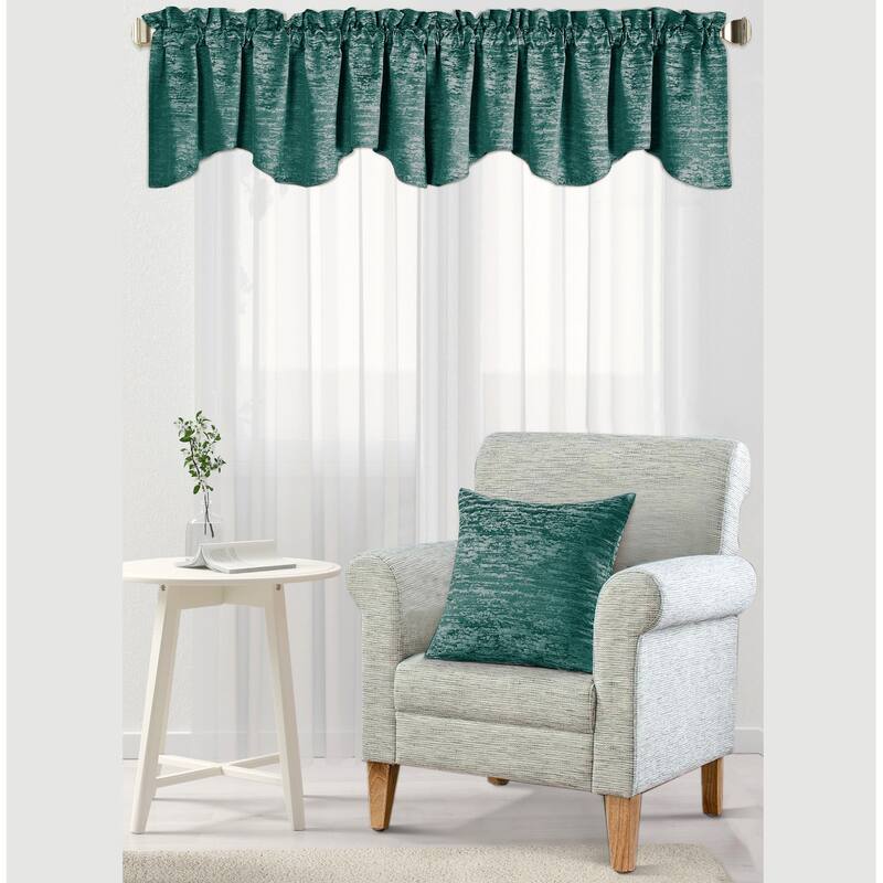 Peralta Jacquard Chenille Window Valance and Pillow Shell Set - 56" x 19" - benin-alhambra
