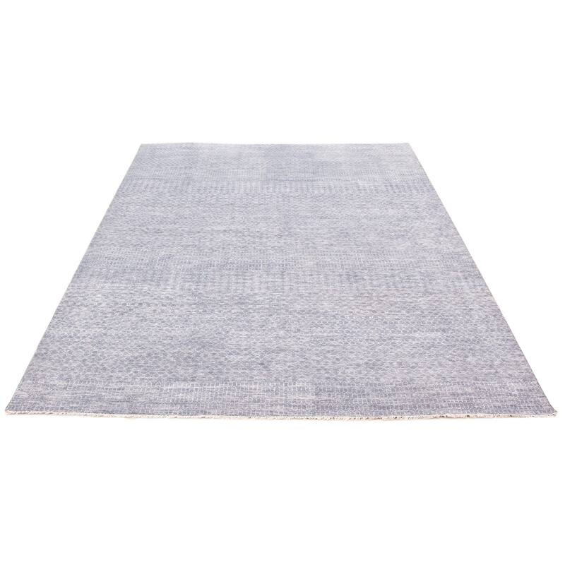 ECARPETGALLERY Hand-knotted Silk Shadow Dark Grey Wool Rug - 8'10 x 11'7