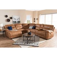 Shop Mistral 6pcs Light Brown Palomino Suede Sectional Sofa W Recliners Overstock 22288284