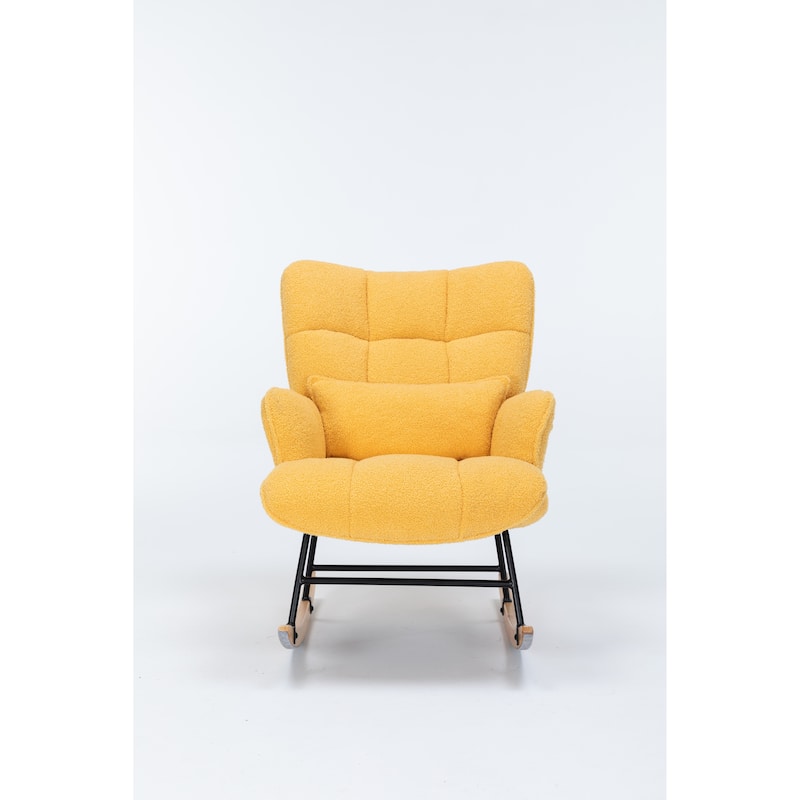 Rocking Chair Wingback Chair Modern Rocking Accent Chairs Glider Recliner for Living Room, Nursery, Bedroom - Yellow