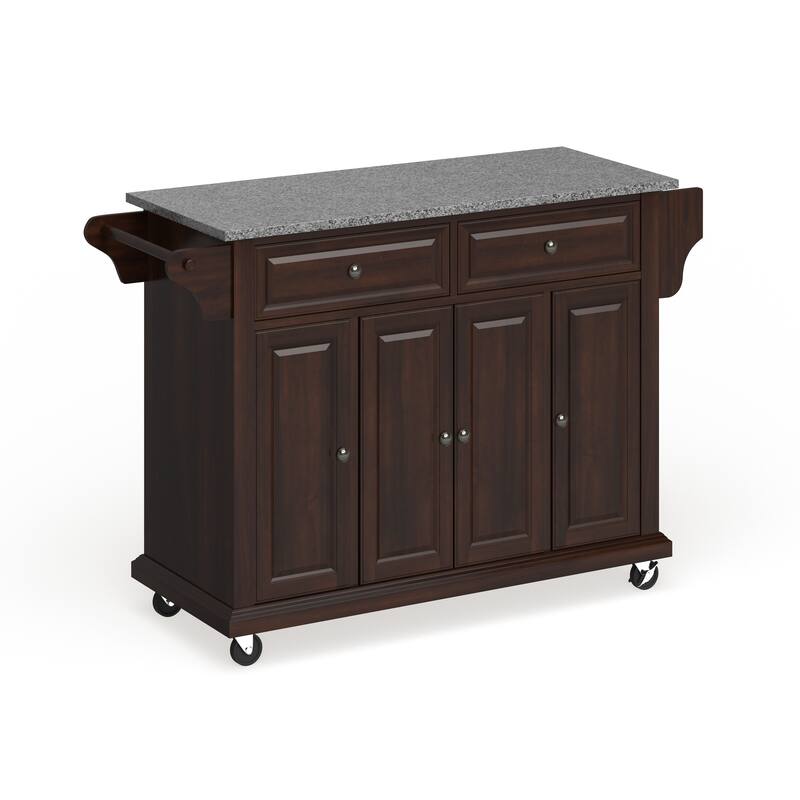 Crosley Full Size Granite Top Vintage Mahogany Kitchen Cart - 18"d x 51.5"w x 36"h