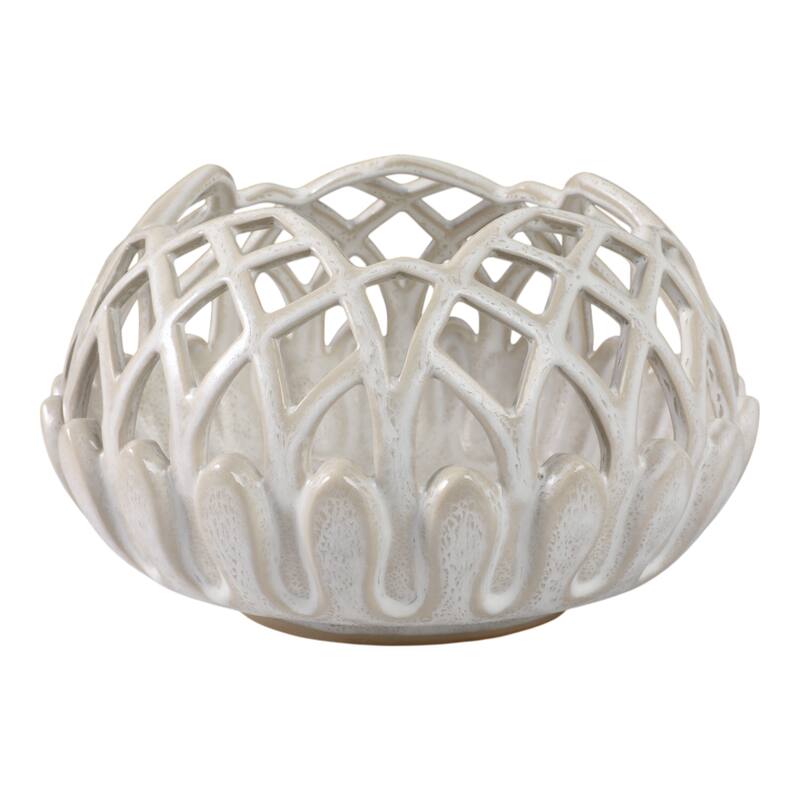 Ceramic Planter Lattice Design Fauna-Inspired Home Decor - 7" White - 11" x 11" x 7" - White - 11" x 11" x 7"