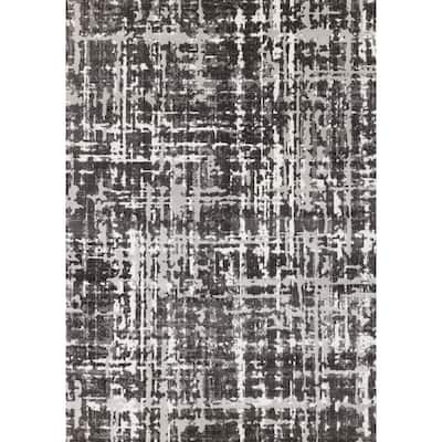 Washable Collection - White/Grey Abstract Soft Area Rug