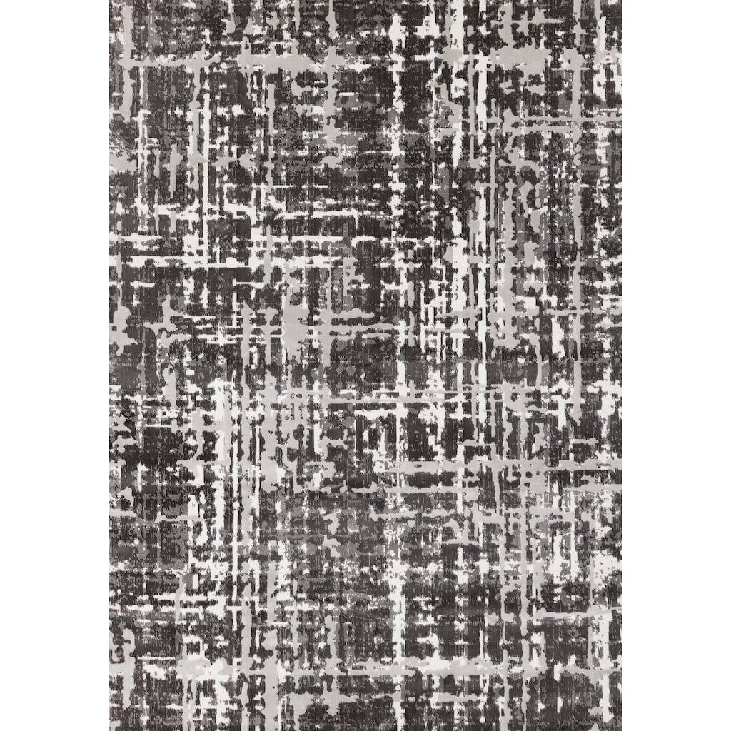 Washable Collection - White/Grey Abstract Soft Area Rug
