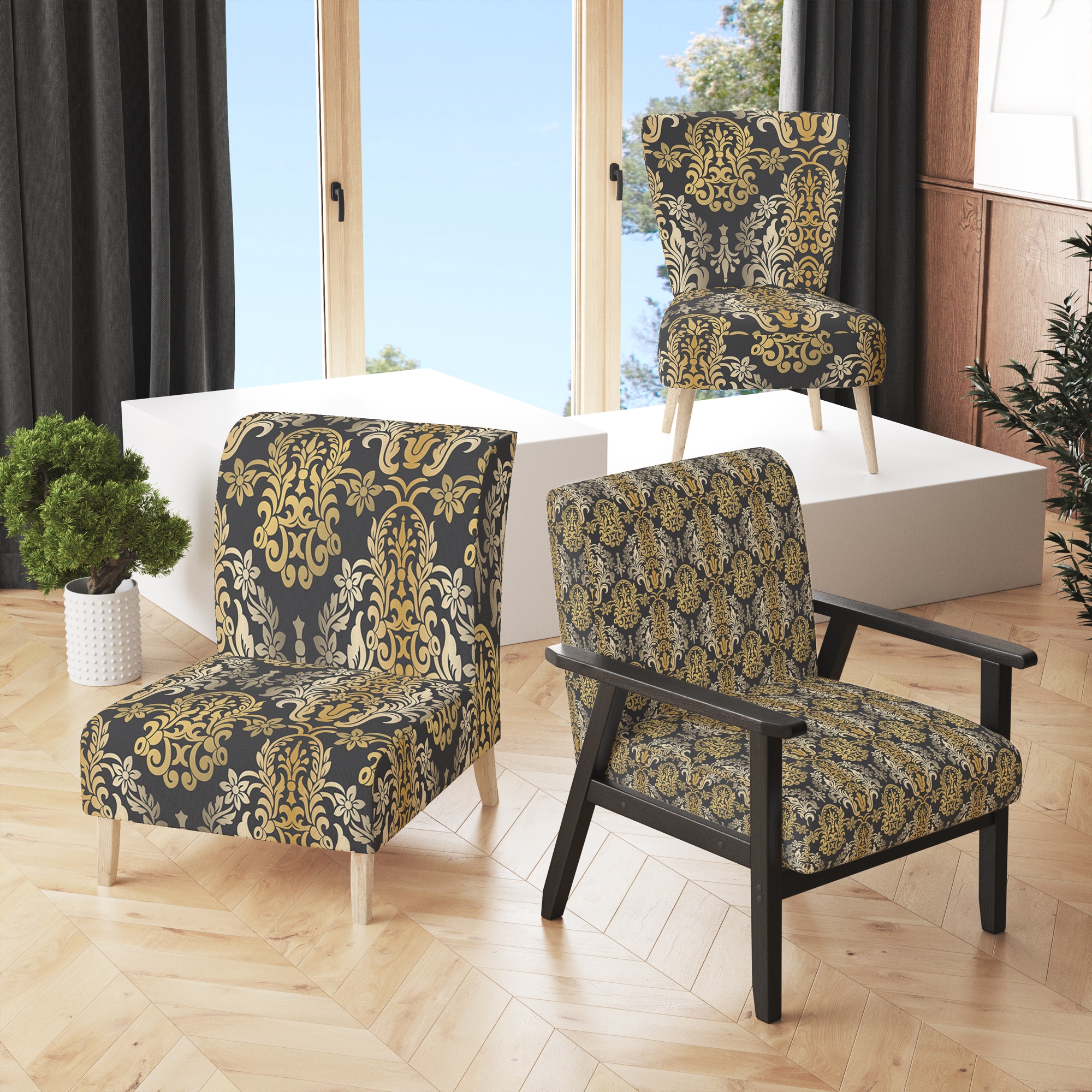 Accent chair with hotsell gold